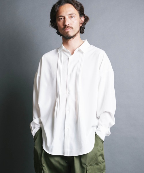 COMMON WARE シャツ COMMONWARE:PE STRETCH PIN TUCK SHIRTS L/S