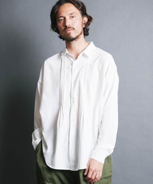 COMMON WARE シャツ COMMONWARE:PE STRETCH PIN TUCK SHIRTS L/S