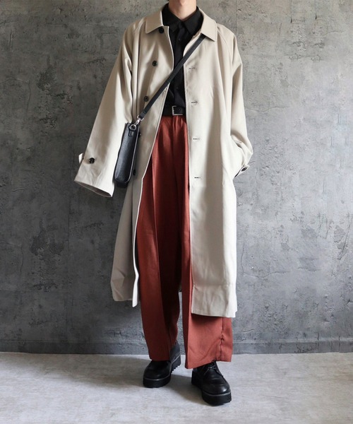 「CLEL」 ステンカラーコート M チャコールグレー メンズ_画像5