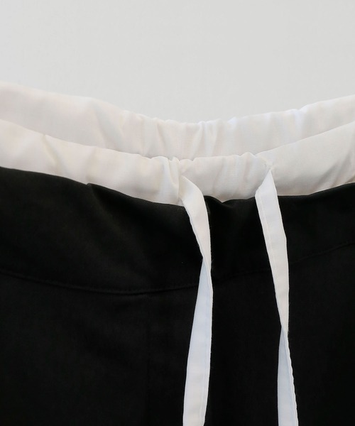 パンツ ダブルウエスト ブーツカットパンツ ピンタック レイヤードデザインパンツ レディース_19