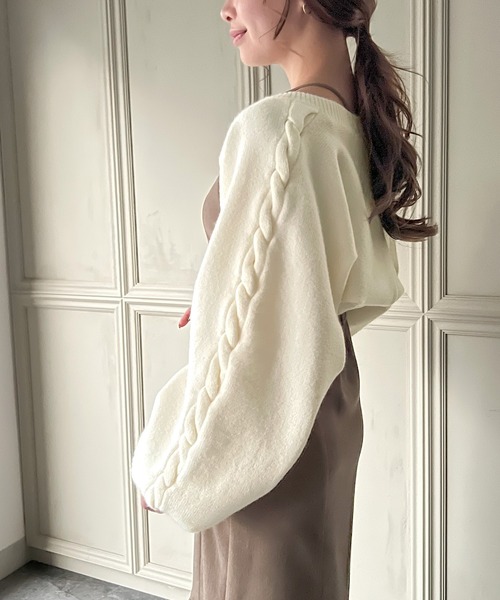 「JUNOAH」 ニットボレロ FREE ブラック レディース_画像5