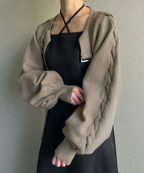 「JUNOAH」 ニットボレロ FREE ブラック レディース_画像7