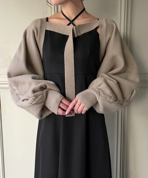 「JUNOAH」 ニットボレロ FREE ブラック レディース_画像8