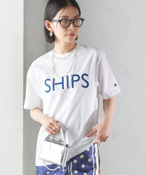 tomoships別注/ロゴTシャツ/新品/レディース/ Champion tシャツ 「SHIPS別注」Champion: SHIPS LOGO プリント