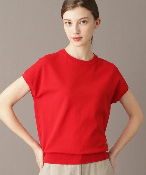 ニット セーター 「定番/洗える」コットンシルク混ハーフスリーブ レディース DRESSTERIOR｜【定番/洗える】コットンシルク混ハーフスリーブ
