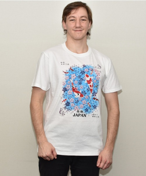 JIN+（ジンプラス） tシャツ 錦鯉 JIN+ホワイト半袖Tシャツ メンズ