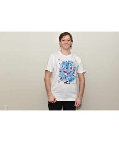 JIN+（ジンプラス） tシャツ 錦鯉 JIN+ホワイト半袖Tシャツ メンズ
