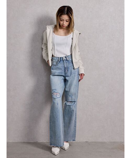 ジャケット ブルゾン 「H」レザーライク パデッドブルゾン レディース