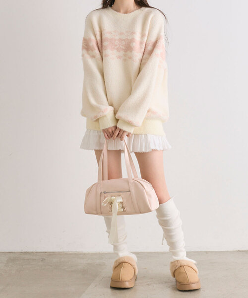 「OLIVE des OLIVE」 長袖ニット FREE レッド レディース_画像2