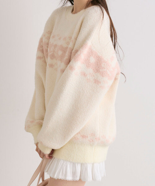 「OLIVE des OLIVE」 長袖ニット FREE レッド レディース_画像3