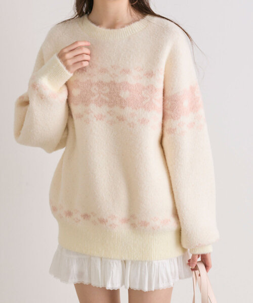 「OLIVE des OLIVE」 長袖ニット FREE レッド レディース_画像4