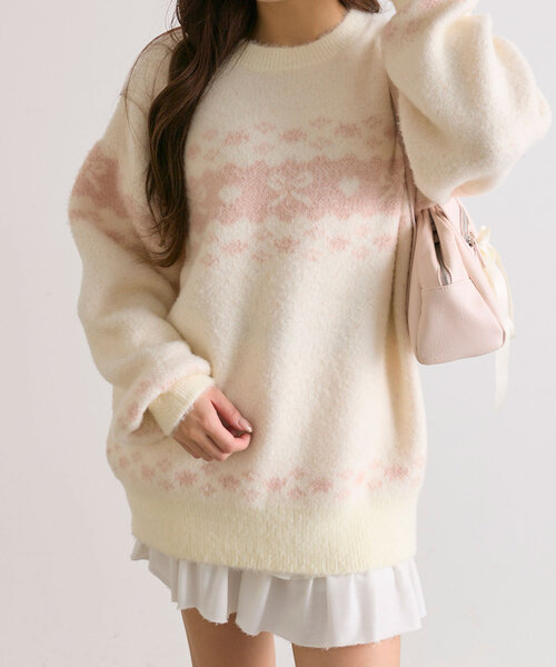 「OLIVE des OLIVE」 長袖ニット FREE レッド レディース_画像6