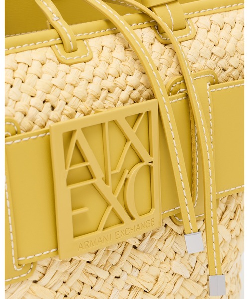 EMPORIOARMANI ロゴ ストロー素材 ハンドバッグ ARMANI EXCHANGE トートバッグ 「A|X アルマーニ エクスチェンジ
