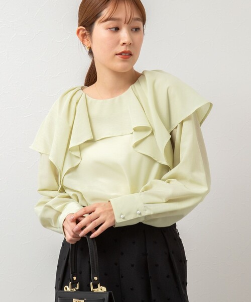 新品未使用【NOLLEY'S】フリルブラウス NOLLEY'S（ノーリーズ） ブラウス シャツ ウォッシャブル2WAY割繊衿