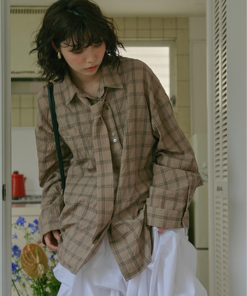 loin nuit ブラウス シャツ nuance button tie shirt