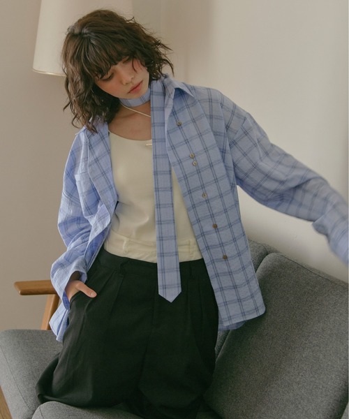 loin nuit ブラウス シャツ nuance button tie shirt