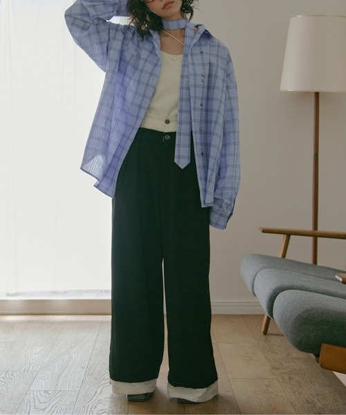 ブラウス シャツ nuance button tie shirt / ニュアンスボタンタイシャツ レディース Didot.showroom ブラウス シャツ バーガンディーボタンカラー