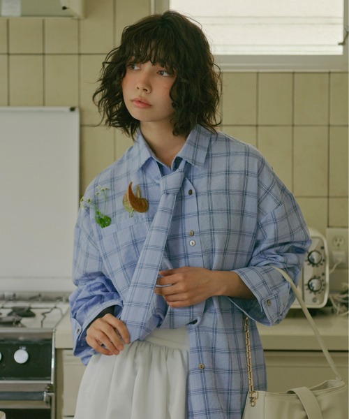 loin nuit ニュアンスボタンシャツ　ピンク loin nuit ブラウス シャツ nuance button tie shirt