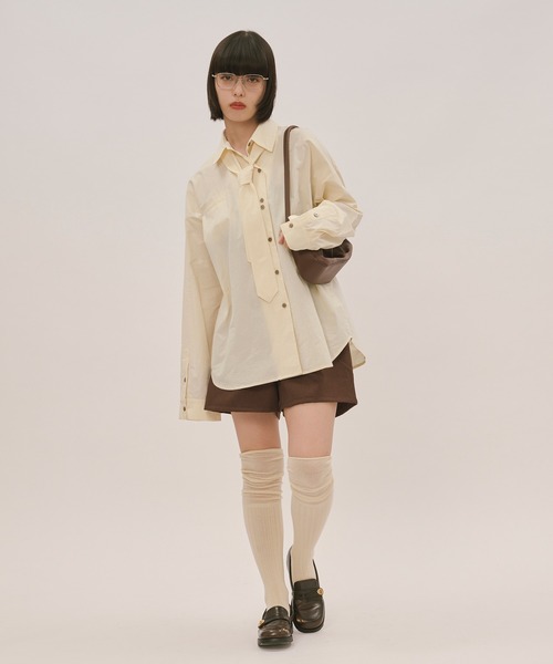 loin nuit ブラウス シャツ nuance button tie shirt