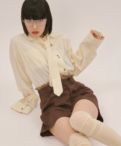 loin nuit ブラウス シャツ nuance button tie shirt