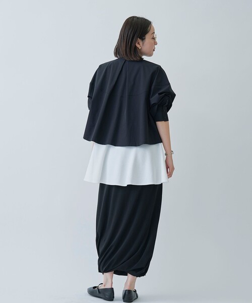 ブラウス シャツ 「はっ水//防しわ/ストレッチ/接触冷感」ボーダレス クロップド シャツ レディース セール】【はっ水//防しわ/ストレッチ/接触冷感】ボーダレス