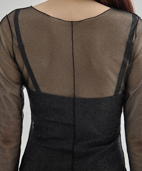 UNITED TOKYO tシャツ 「2way」Lame Mesh Skin Top｜シアー
