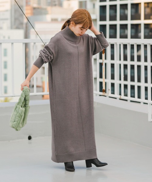 「ITEMS URBANRESEARCH」 ニットワンピース FREE グレー レディース_画像2
