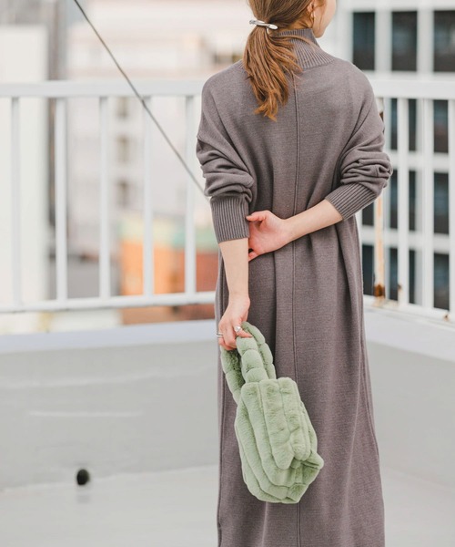 「ITEMS URBANRESEARCH」 ニットワンピース FREE グレー レディース_画像6