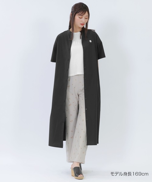マリークワント デイジー ロゴ刺繍 パフスリーブ ワンピース 黒×白 【極美品】 MARY QUANT（マリークワント）の「デイジーロゴパフスリーブ