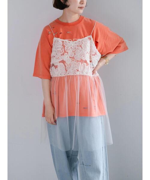 Samansa Mos2（サマンサモスモス） チュニック フラワーシフォンテープ