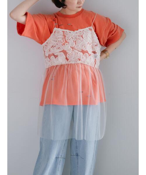 Samansa Mos2（サマンサモスモス） チュニック フラワーシフォンテープ