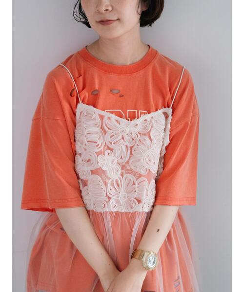 Samansa Mos2（サマンサモスモス） チュニック フラワーシフォンテープ