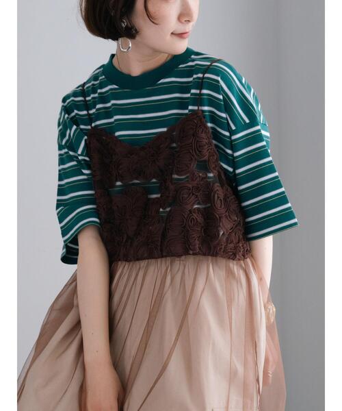 Samansa Mos2（サマンサモスモス） チュニック フラワーシフォンテープ