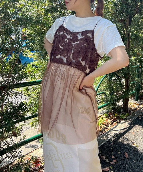 Samansa Mos2（サマンサモスモス） チュニック フラワーシフォンテープ