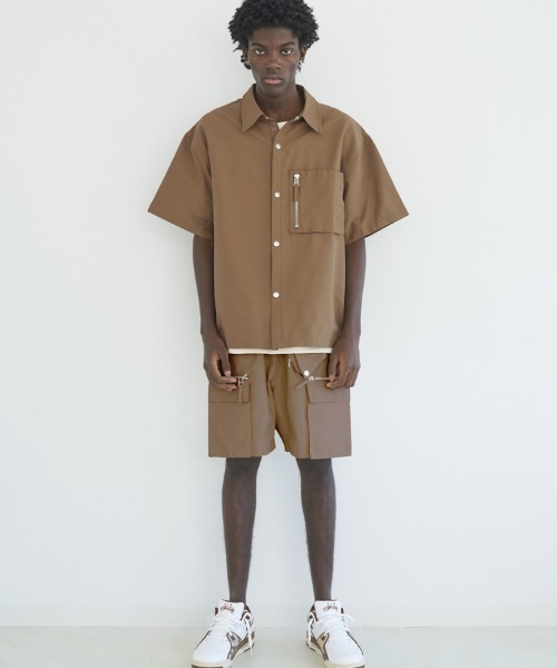 MLVINCE MONO EMBROIDARY SHIRT メルヴィンス　シャツ STYLISE シャツ 「MLVINCE / メルヴィンス」NYLON S/S SHIRTS