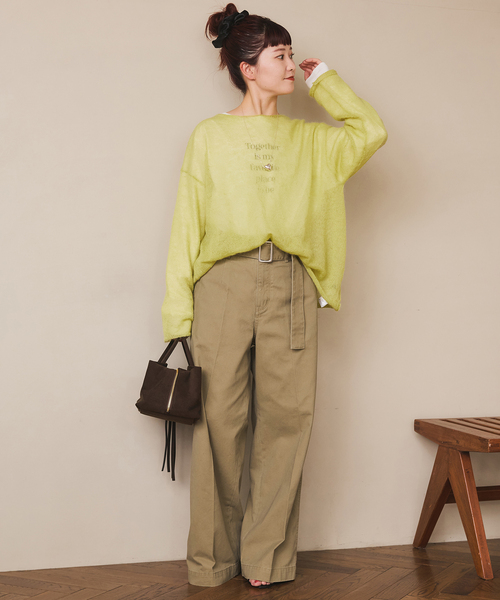 Spick and spanチノワイドパンツ38 Spick＆Span チノパン ベルトワイドレッグチノ レディース