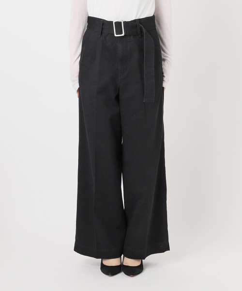 Spick＆Span チノパン ベルトワイドレッグチノ レディース