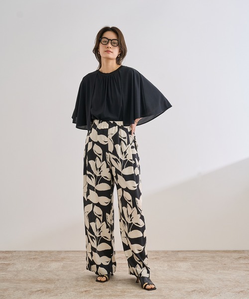 ROPE'（ロペ） ブラウス シャツ 「洗える」ケープスリーブ リンキング