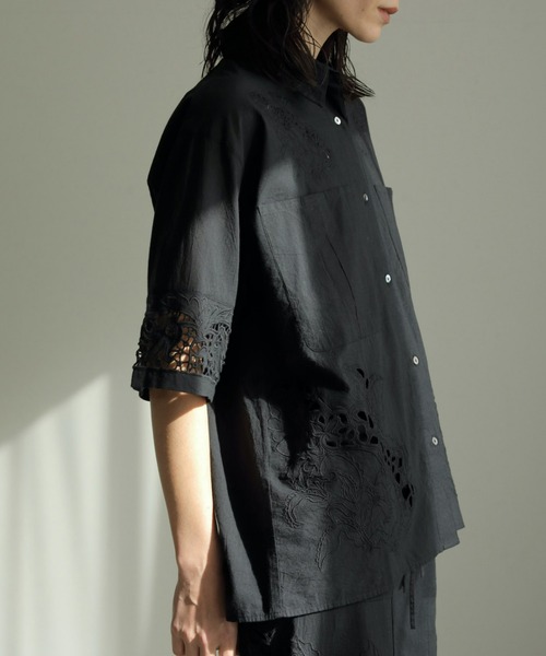 anuke/半袖シャツ/FREE/コットン/BLK/62410402 anuke 「anuke」 半袖シャツ FREE ブラック レディース