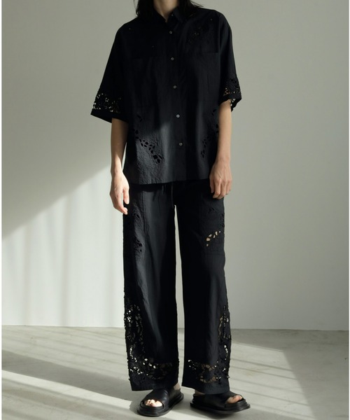 anuke/半袖シャツ/FREE/コットン/BLK/62410402 anuke 「anuke」 半袖シャツ FREE ブラック レディース