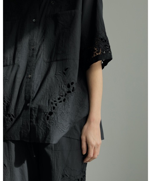 anuke/半袖シャツ/FREE/コットン/BLK/62410402 anuke 「anuke」 半袖シャツ FREE ブラック レディース