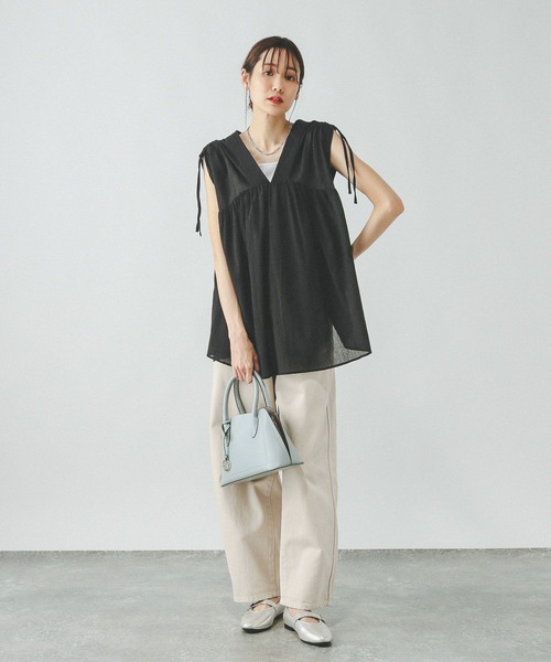 「GLOBAL WORK」 半袖チュニック LARGE ラベンダー レディース