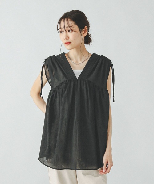 「GLOBAL WORK」 半袖チュニック LARGE ラベンダー レディース