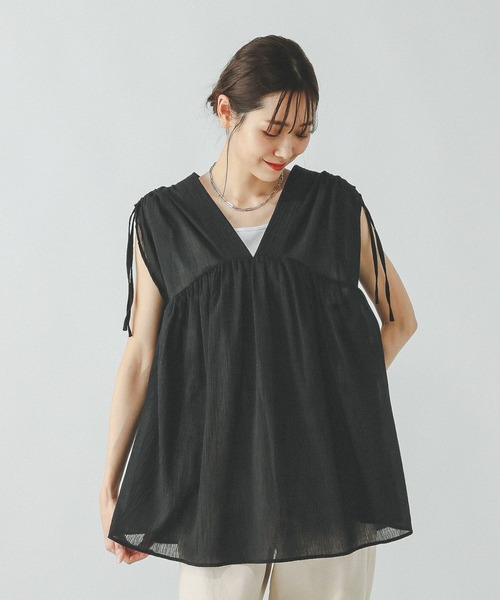 「GLOBAL WORK」 半袖チュニック LARGE ラベンダー レディース
