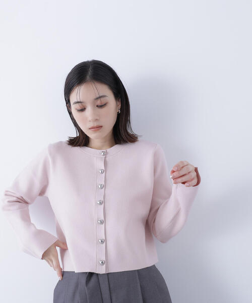 NATURAL BEAUTY BASIC カーディガン ハートボタンニット
