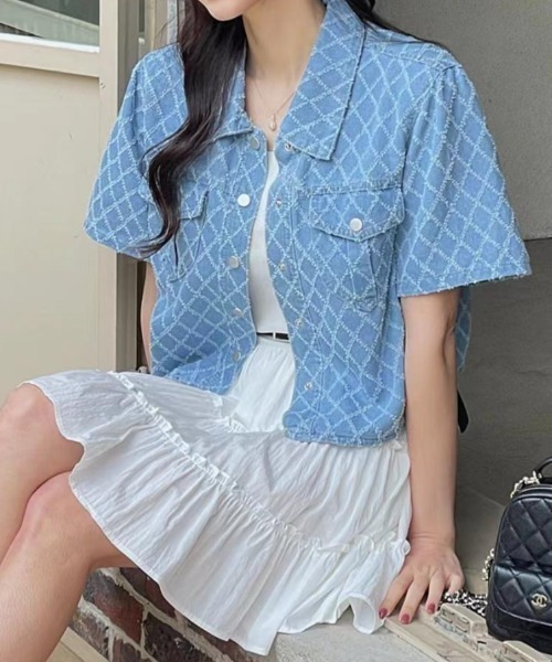 GAS  ♡半袖デニムジャケット・チュニック♡ 新品同様♪ FAVORITO 半袖デニムジャケット レディース : ZOZOTOWN Yahoo!店