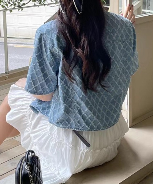 GAS  ♡半袖デニムジャケット・チュニック♡ 新品同様♪ FAVORITO 半袖デニムジャケット レディース : ZOZOTOWN Yahoo!店