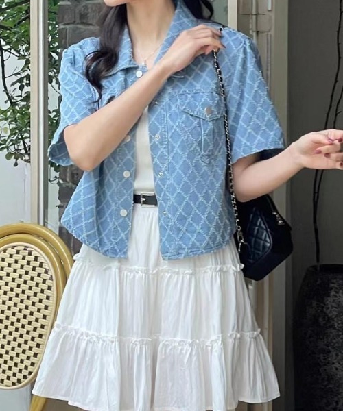 GAS  ♡半袖デニムジャケット・チュニック♡ 新品同様♪ FAVORITO 半袖デニムジャケット レディース : ZOZOTOWN Yahoo!店