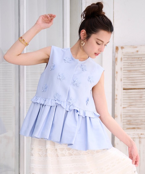 Chesty（チェスティ） ベスト ジレ フラワーモチーフジレ レディース