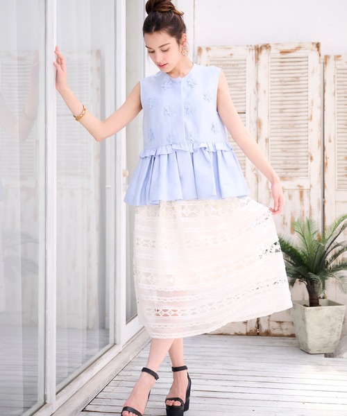 Chesty（チェスティ） ベスト ジレ フラワーモチーフジレ レディース